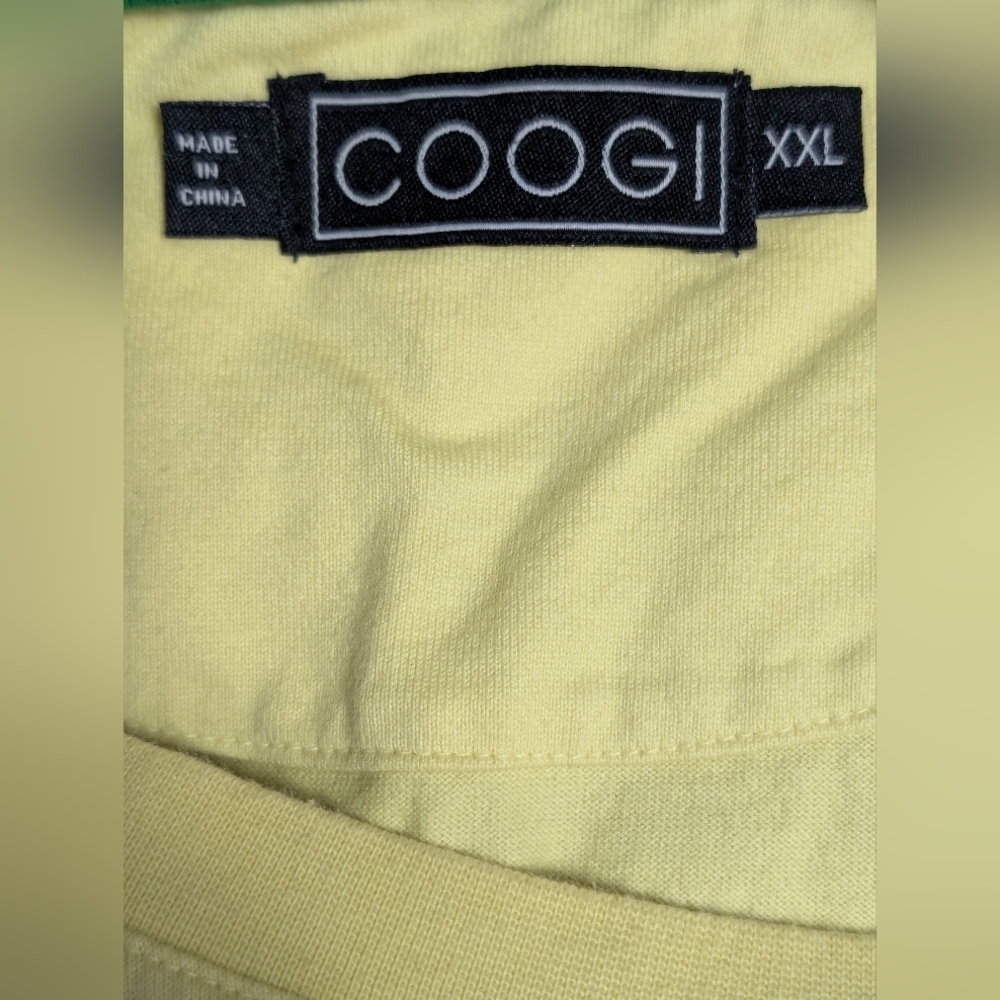 Men's Y2K Coogi Big Logo Pale Yellow Steetwear T Shirt Size XXL - Picture 3 of 12